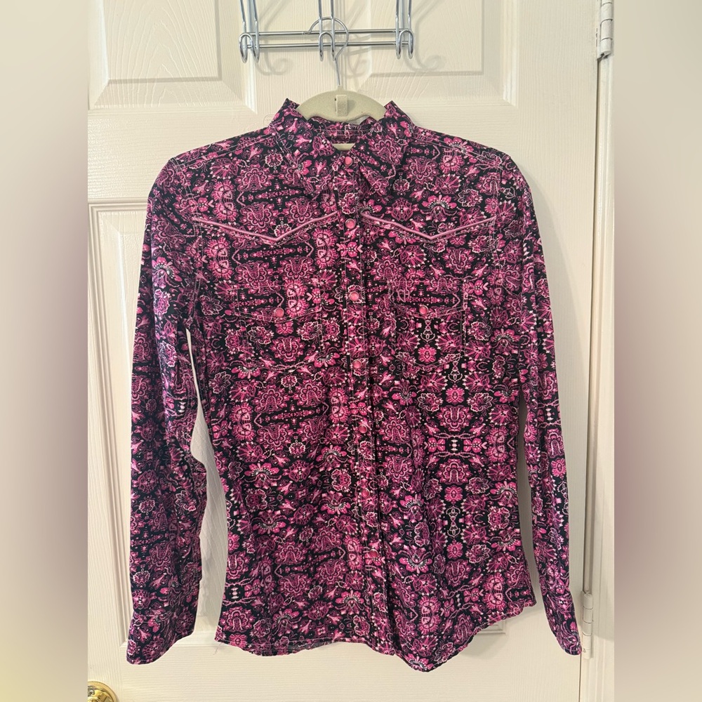 Cowgirl Hardware Pink Paisley Women's Top size S